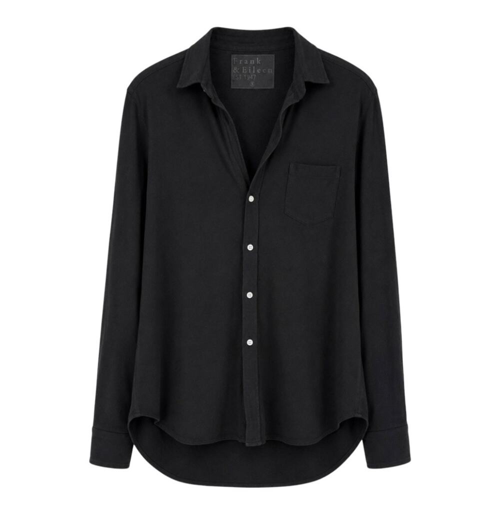 Frank & Eileen Tee Lab Eileen Relaxed Button Up Shirt Black Cotton Jersey L